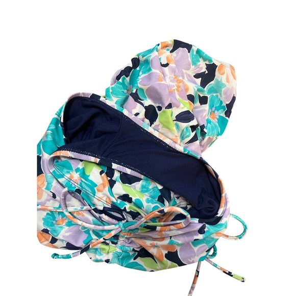 Ninety-Nine Floral Tank One-Piece Swimsuit Adjustable Ties Strappy Back 1XL 1749 - Picture 7 of 7